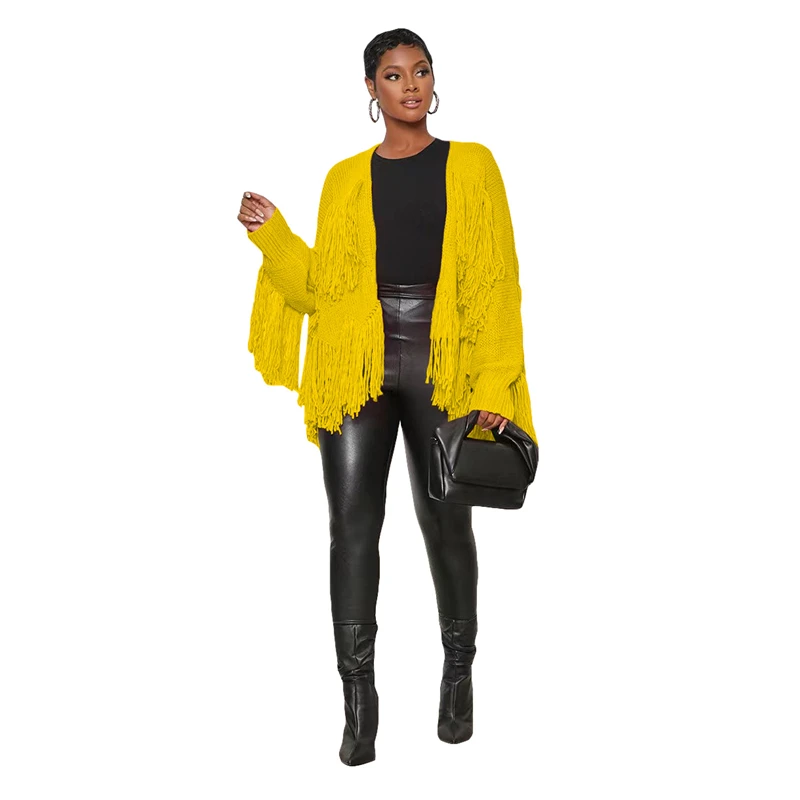 Solid Tassel Knitted Cardigan Women Batwing Sleeve Open Stitch Fringed Sweaters Coat Casual Office Lady Loose-fitting Outwear
Solid Tassel Knitted Cardigan Women Batwing Sleeve Open Stitch Fringed Sweaters Coat Casual Office Lady Loose-fitting Outwear