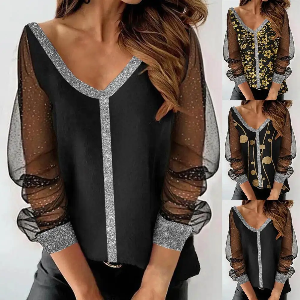 Fashion Patchwork V Neck Ladies Blouse Women Long Sleeve Loose Tops Blusas Office Sexy See-Through Dot Mesh Lace Shirts Pullover
Fashion Patchwork V Neck Ladies Blouse Women Long Sleeve Loose Tops Blusas Office Sexy See-Through Dot Mesh Lace Shirts Pullover