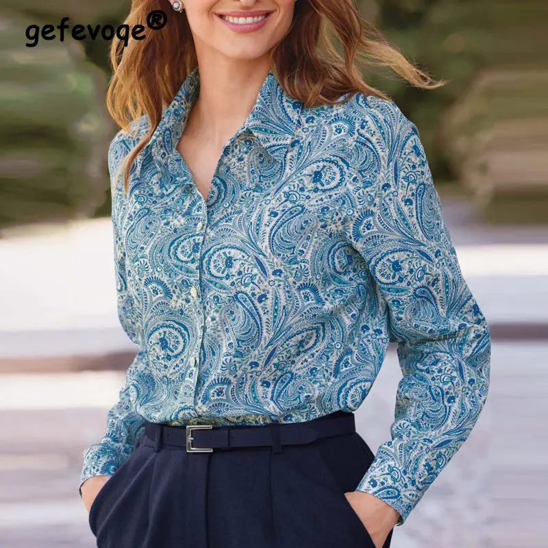 Vintage Printed Elegant Fashion Office Lady Single Breasted Shirt Women Spring Autumn Casual Long Sleeve Blouse Top Blusas Mujer
Vintage Printed Elegant Fashion Office Lady Single Breasted Shirt Women Spring Autumn Casual Long Sleeve Blouse Top Blusas Mujer