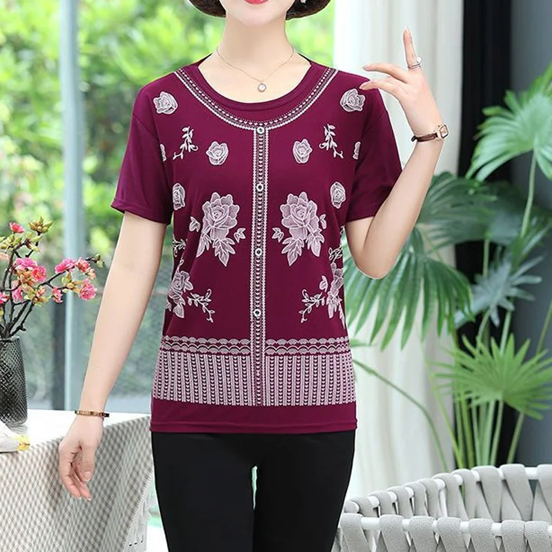 Summer New Vintage Printing Loose T Shirt Tops Short Sleeve O-Neck All-match Plus Size Pullovers Casual Fashion Women Clothing
Summer New Vintage Printing Loose T Shirt Tops Short Sleeve O-Neck All-match Plus Size Pullovers Casual Fashion Women Clothing