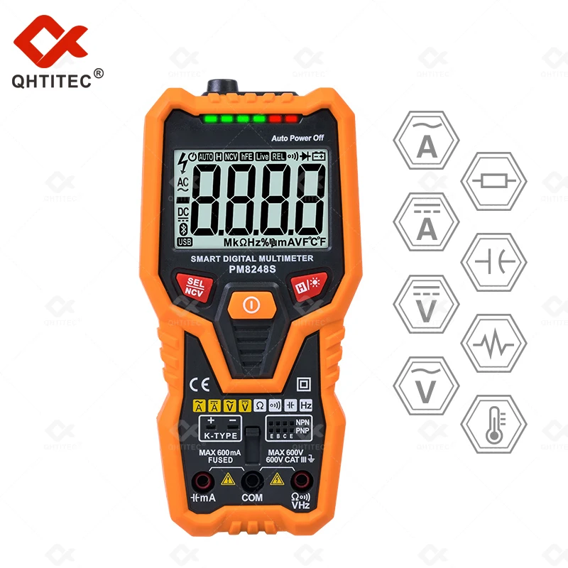 QHTITEC PM8248S Smart Digital Multimeter 6000 Counts Auto range Temperature Tester with Backlight NVC Meter
QHTITEC PM8248S Smart Digital Multimeter 6000 Counts Auto range Temperature Tester with Backlight NVC Meter