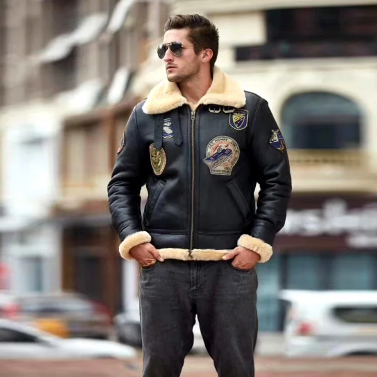 DBB3 European US Size High Quality Super Warm Genuine Sheep Leather Coat Mens Big B3 Shearling Bomber Military Fur Jacket
DBB3 European US Size High Quality Super Warm Genuine Sheep Leather Coat Mens Big B3 Shearling Bomber Military Fur Jacket
