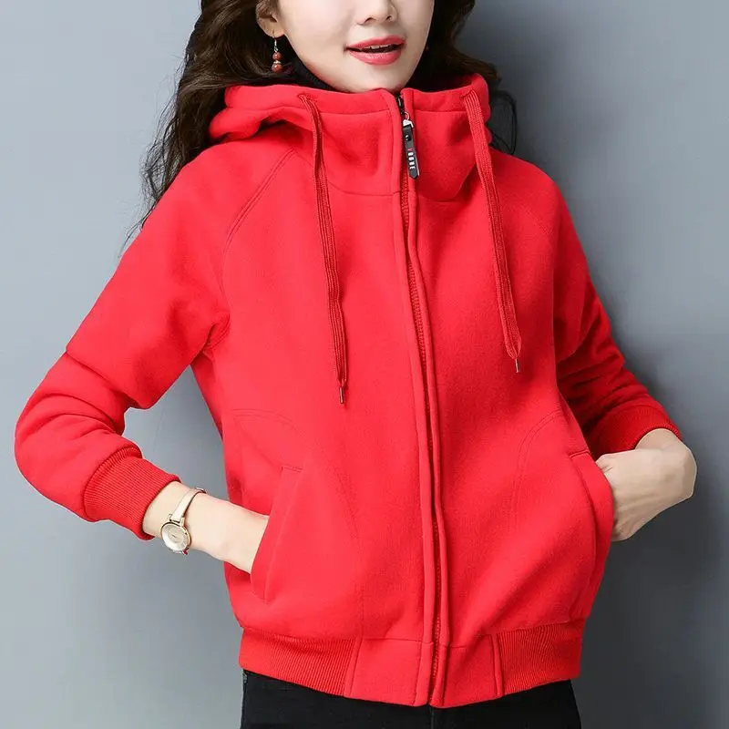 Women's Sweatshirt Ladies Tops Large Size Plus Velvet Hooded Cardigan Zipper Pocket Solid Color Winter Loose Style Tenafeicc
Women's Sweatshirt Ladies Tops Large Size Plus Velvet Hooded Cardigan Zipper Pocket Solid Color Winter Loose Style Tenafeicc