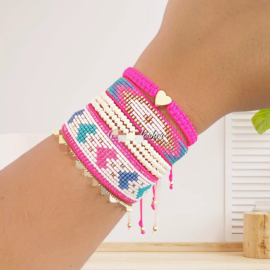Fashion girls pink series jewelry miyuki heart with gold beads bracelet set jewelry for party
Fashion girls pink series jewelry miyuki heart with gold beads bracelet set jewelry for party