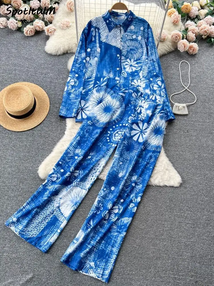 Floral Printed Blouses Pantsuit Women Lapel Single Breasted Shirts Pants 2 Pieces Set Summer Female Fashion Casual Chic Outfits
Floral Printed Blouses Pantsuit Women Lapel Single Breasted Shirts Pants 2 Pieces Set Summer Female Fashion Casual Chic Outfits