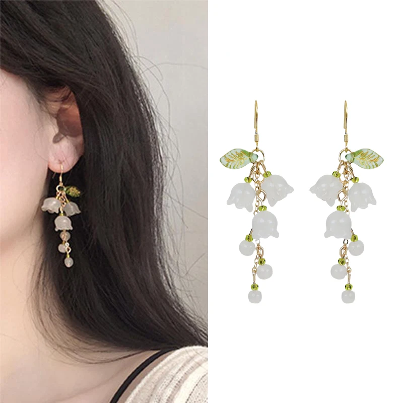 Elegant Woman Long Earrings Summer Trend French Sweet Temperament White Lily of the Valley Flower Earrings Jewelry Accessories
Elegant Woman Long Earrings Summer Trend French Sweet Temperament White Lily of the Valley Flower Earrings Jewelry Accessories