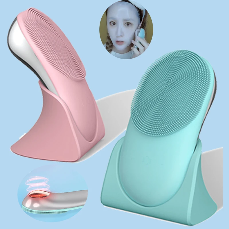 

Face Cleaner Machine Face Cleansing Brush Silicone Heating Electric Essence Mask Absorption Beauty Instrument Face Massagers