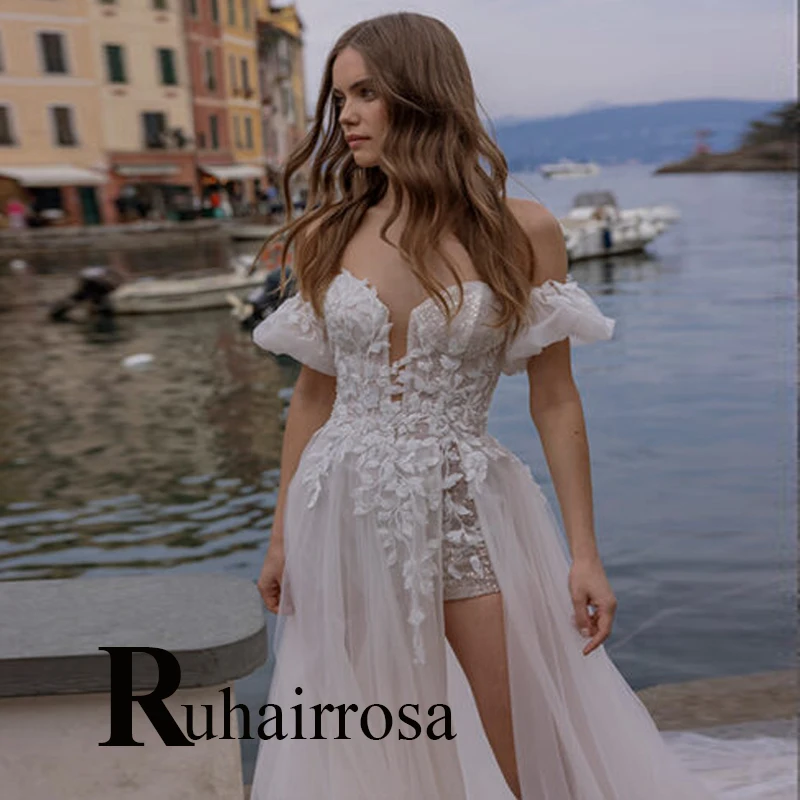 Modern Sweetheart High Slit Ruhair Wedding Dresses Off The Shoulder For Women Appliques Lace Robe De Mariée Formal Brides Gown
Modern Sweetheart High Slit Ruhair Wedding Dresses Off The Shoulder For Women Appliques Lace Robe De Mariée Formal Brides Gown