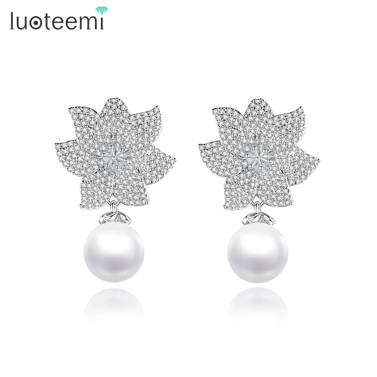 Роскошные Большие серьги-подвески LUOTEEMI с микрокристаллами и жемчужинами для женщин Свадебные модные ювелирные изделия для невесты 2022 
Роскошные Большие серьги-подвески LUOTEEMI с микрокристаллами и жемчужинами для женщин Свадебные модные ювелирные изделия для невесты 2022