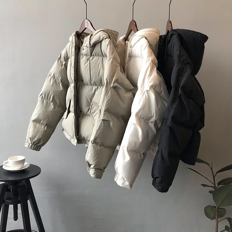Solid Color Hooded Cotton Coat Women's Autumn Winter New Simple Casual Short Thickened Warm Bread Long Sleeve Down Jacket Female
Solid Color Hooded Cotton Coat Women's Autumn Winter New Simple Casual Short Thickened Warm Bread Long Sleeve Down Jacket Female