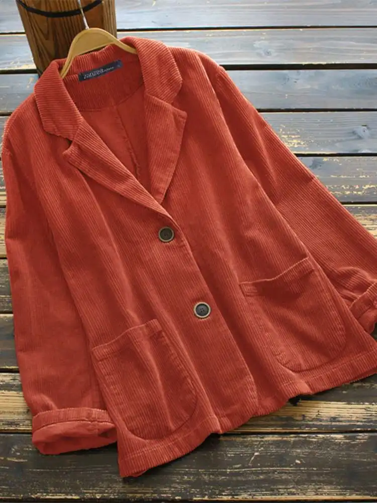 Осенние модные однотонные куртки ZANZEA, вельветовые пальто, женская верхняя одежда с длинным рукавом, Женский винтажный блейзер с воротником ...
Осенние модные однотонные куртки ZANZEA, вельветовые пальто, женская верхняя одежда с длинным рукавом, Женский винтажный блейзер с воротником ...