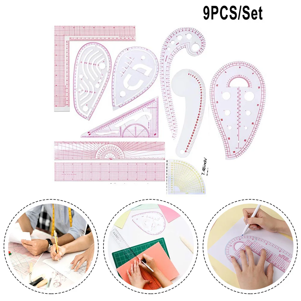 9pcs/set Sewing French Curve Ruler Multifunction Measure Ruler Tailor Drawing Template Craft Tool Machine Accessories Home Ruler
9pcs/set Sewing French Curve Ruler Multifunction Measure Ruler Tailor Drawing Template Craft Tool Machine Accessories Home Ruler