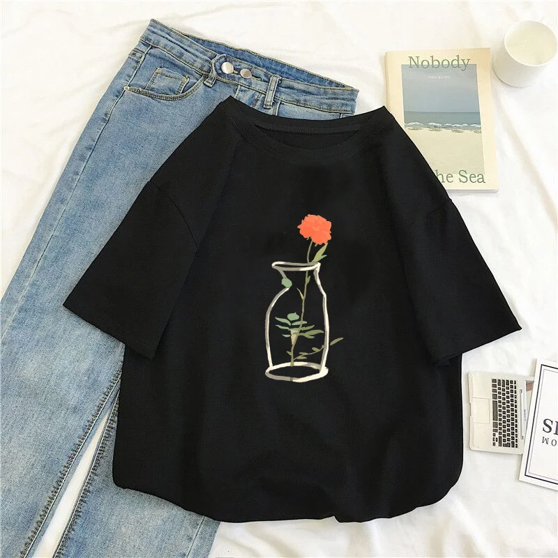 Art Cartoon Vase Pure Cotton Print New T-Shirt 14-Color Round Neck Daily Simple Casual Short-Sleeved Neutral Loose Summer Top
Art Cartoon Vase Pure Cotton Print New T-Shirt 14-Color Round Neck Daily Simple Casual Short-Sleeved Neutral Loose Summer Top