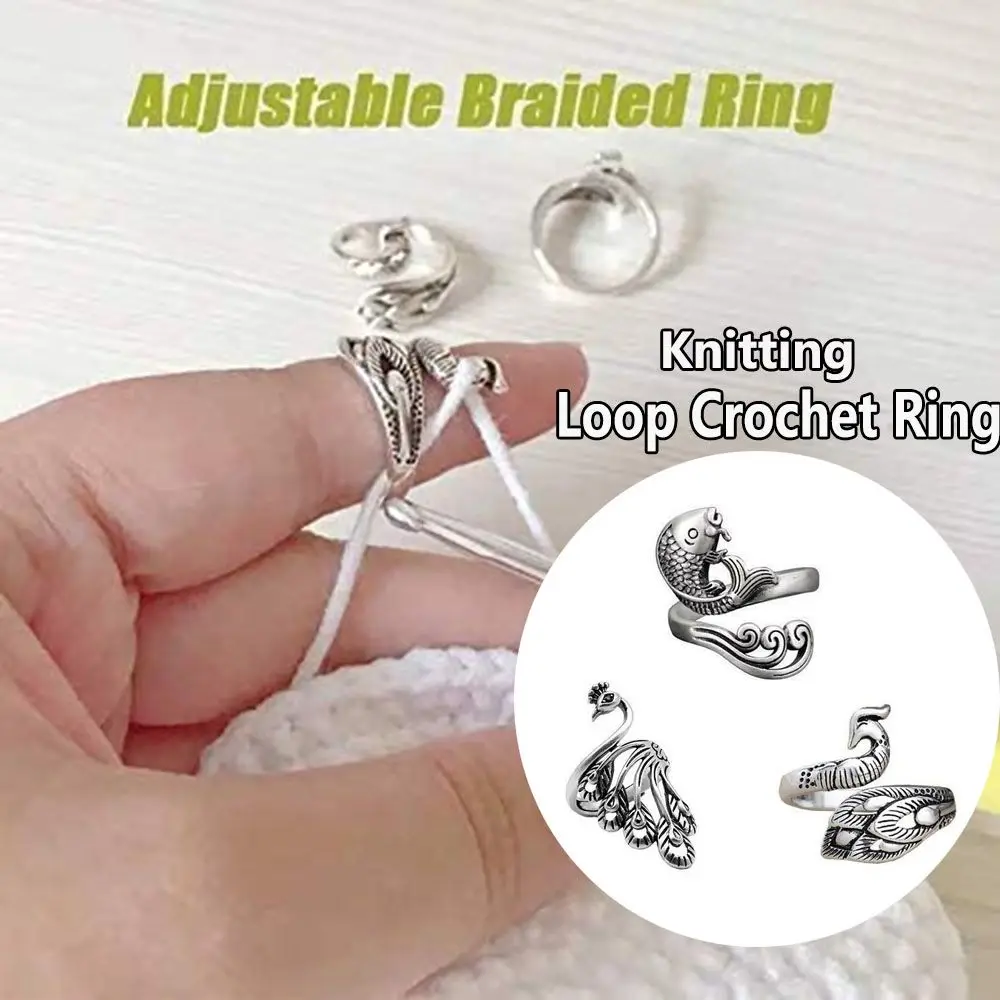 Knitting Tools Finger Wear Thimble Ring Ring Sewing Accessories Knitting Loop Crochet Ring Peacock Fish Phoenix 
Knitting Tools Finger Wear Thimble Ring Ring Sewing Accessories Knitting Loop Crochet Ring Peacock Fish Phoenix