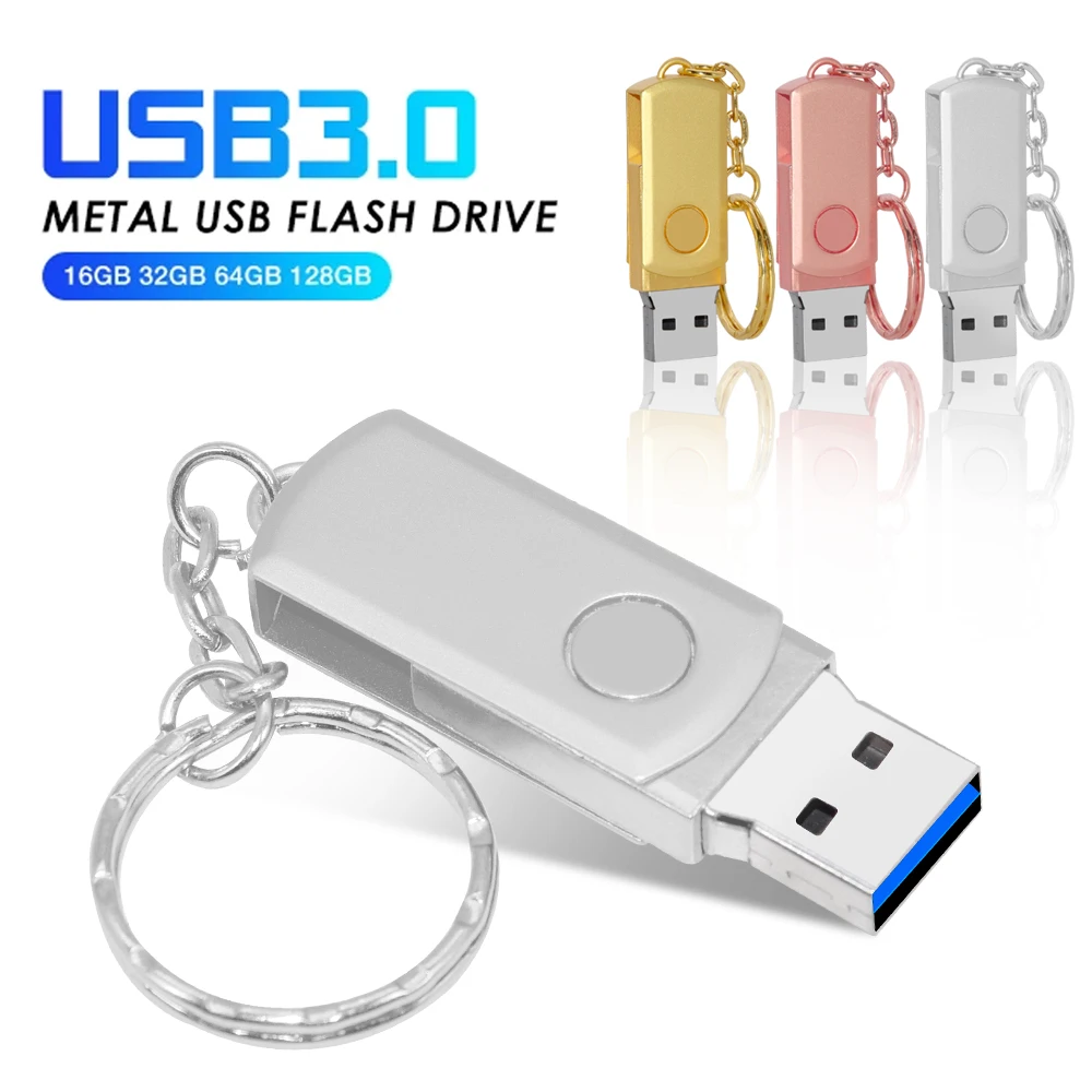 Stainless Steel USB 3.0 USB Flash Drive 128GB Rotation Pen Drive 16GB 32GB 64GB Pendrive USB Memory Stick with Keychain
Stainless Steel USB 3.0 USB Flash Drive 128GB Rotation Pen Drive 16GB 32GB 64GB Pendrive USB Memory Stick with Keychain