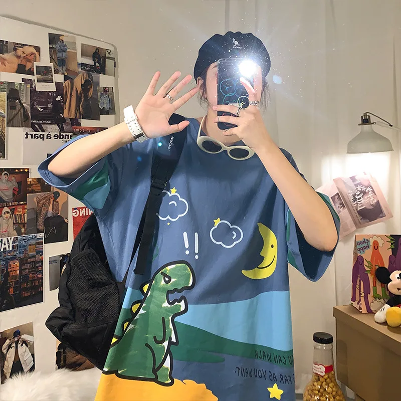 DE 2022 graffiti dinosaur T-shirt men's short-sleeved new summer half-sleeved jacket Korean version of the student loose hip-hop
DE 2022 graffiti dinosaur T-shirt men's short-sleeved new summer half-sleeved jacket Korean version of the student loose hip-hop
