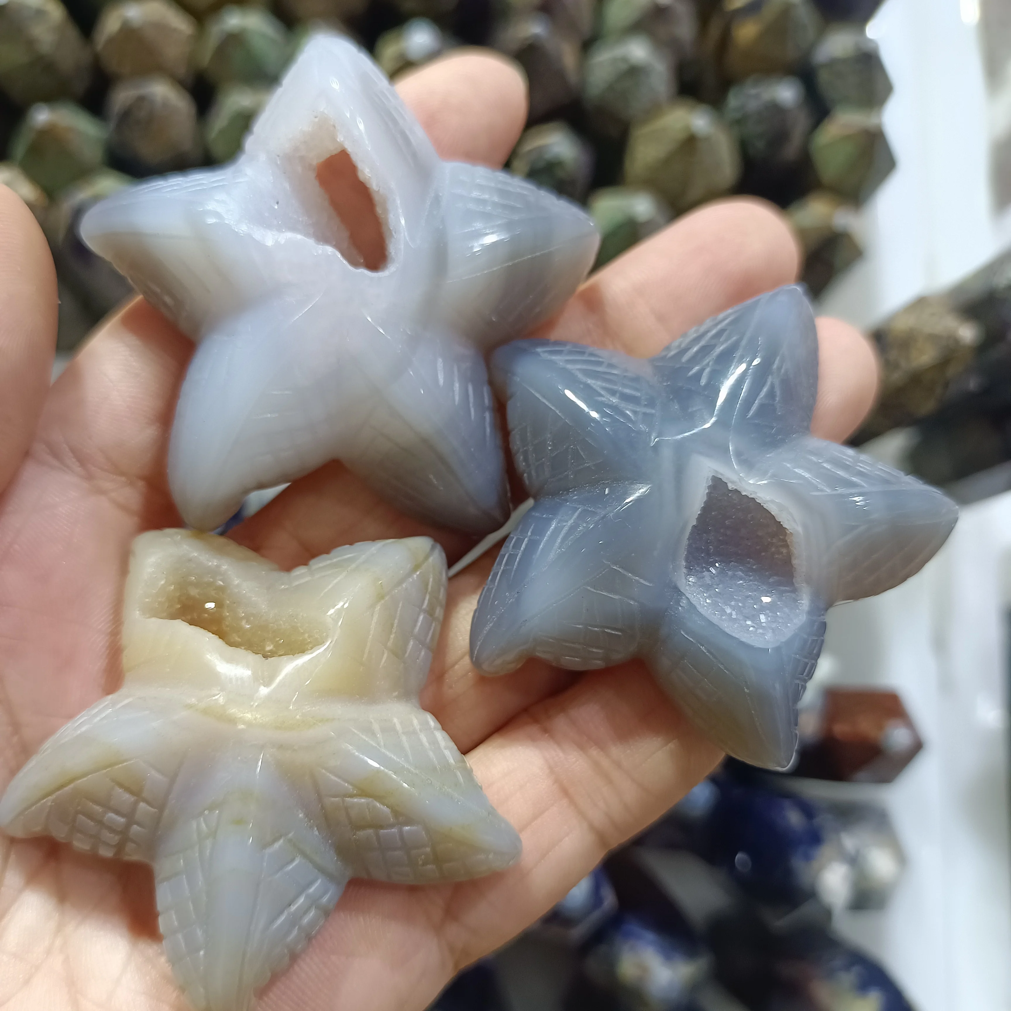 Natural Agate Hand-Carved Starfish Crystal Energy Healing Home Office Decoration Craft Gift 55-60mm
Natural Agate Hand-Carved Starfish Crystal Energy Healing Home Office Decoration Craft Gift 55-60mm