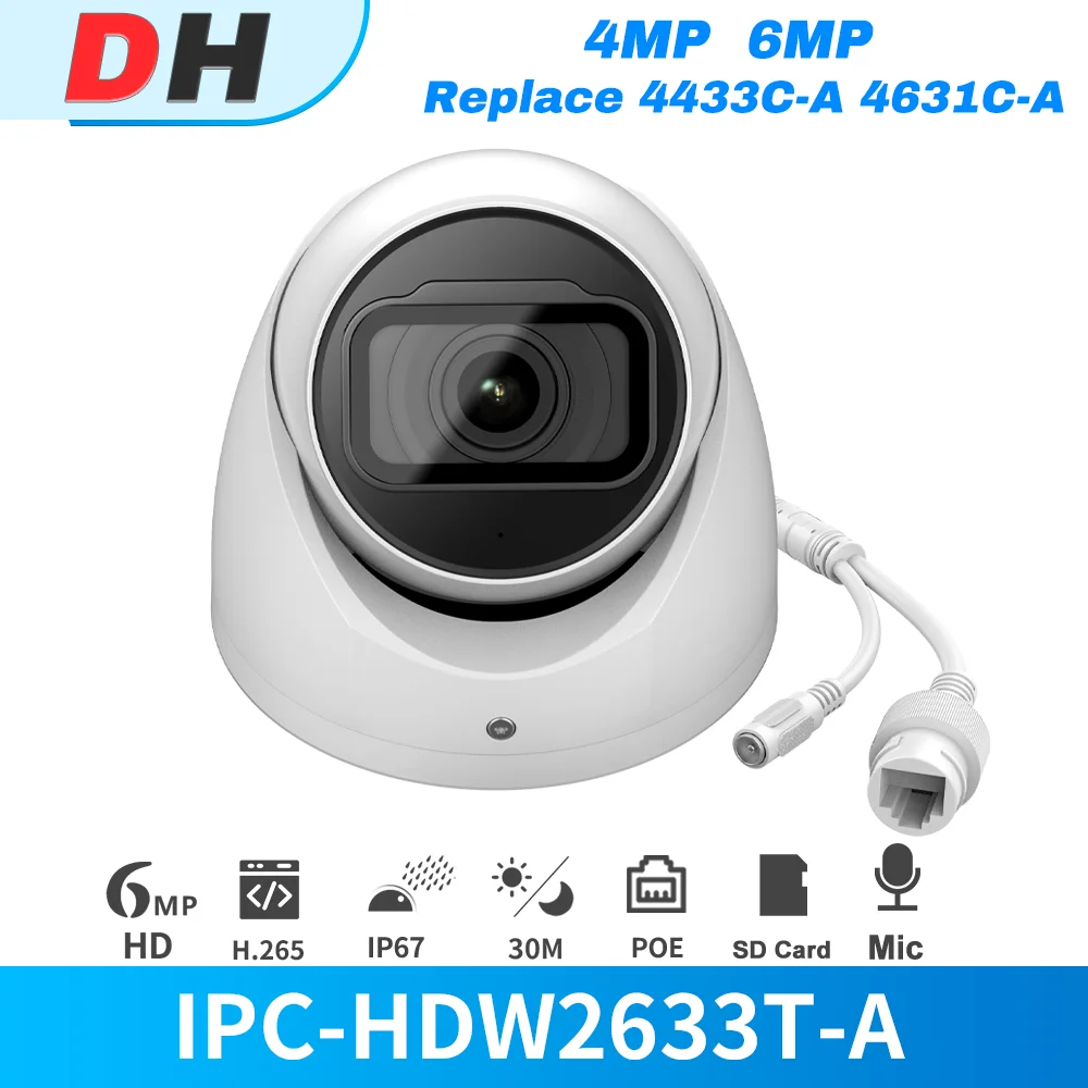 Dahua IP Camera 4MP Dome Metal PoE IR 30M Night Vision Starlight Built-in Mic SD Card Security Cameras Replace 4433C-A 4631C-A
Dahua IP Camera 4MP Dome Metal PoE IR 30M Night Vision Starlight Built-in Mic SD Card Security Cameras Replace 4433C-A 4631C-A