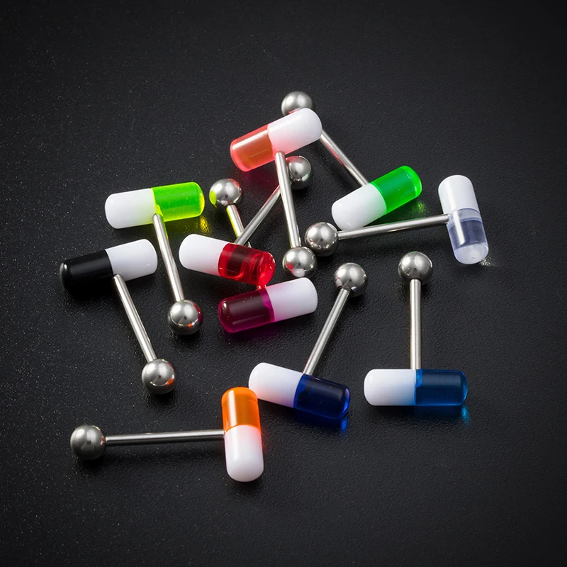 1/3PC Colorful Capsule Tongue Rings Acrylic Mixed Color Surgical Steel Tongue Piercing Women Body Jewelry Gift
1/3PC Colorful Capsule Tongue Rings Acrylic Mixed Color Surgical Steel Tongue Piercing Women Body Jewelry Gift