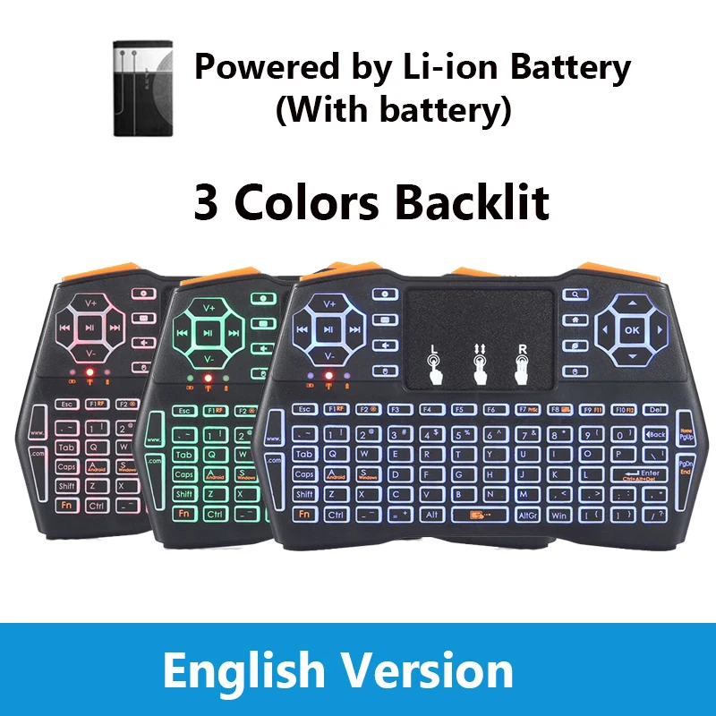 i8 Plus 3/7 Color Backlit 2.4GHz Mini Wireless Keyboard Russian English Air Mouse Touchpad Remote Control For Android TV Box PC
i8 Plus 3/7 Color Backlit 2.4GHz Mini Wireless Keyboard Russian English Air Mouse Touchpad Remote Control For Android TV Box PC