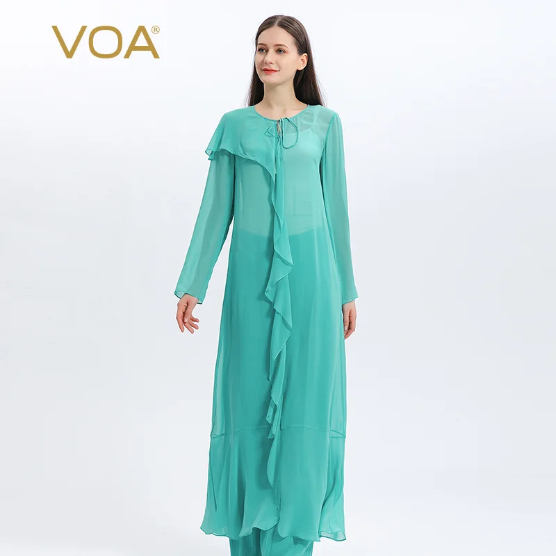VOA Streetwear Stylish Ruffles Beach Glass Blue Silk Thin Pullover Coats Dress Georgette Streetwear Long Sleeve Coat Women WE157
VOA Streetwear Stylish Ruffles Beach Glass Blue Silk Thin Pullover Coats Dress Georgette Streetwear Long Sleeve Coat Women WE157
