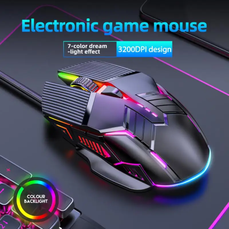 

Wired Mouse Universal Ergonomics 6 Key 3200 Dpi With Rgb Backlight Computer Accessories Office Game Mouse High Quality