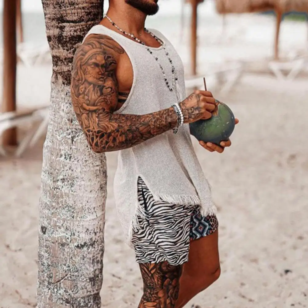 Great Men Tank Top Tassel Summer T-shirt Solid Color Knitted Casual Summer Top Loose
Great Men Tank Top Tassel Summer T-shirt Solid Color Knitted Casual Summer Top Loose