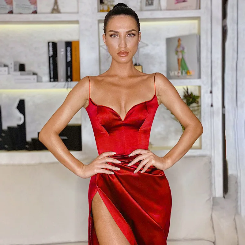 2023 Women Spring Summer Fashion Slip Dress Satin Evening Clothes Black Red Sexy One-Piece Bodycon Nightclub Elegant Ladies Wear
2023 Women Spring Summer Fashion Slip Dress Satin Evening Clothes Black Red Sexy One-Piece Bodycon Nightclub Elegant Ladies Wear