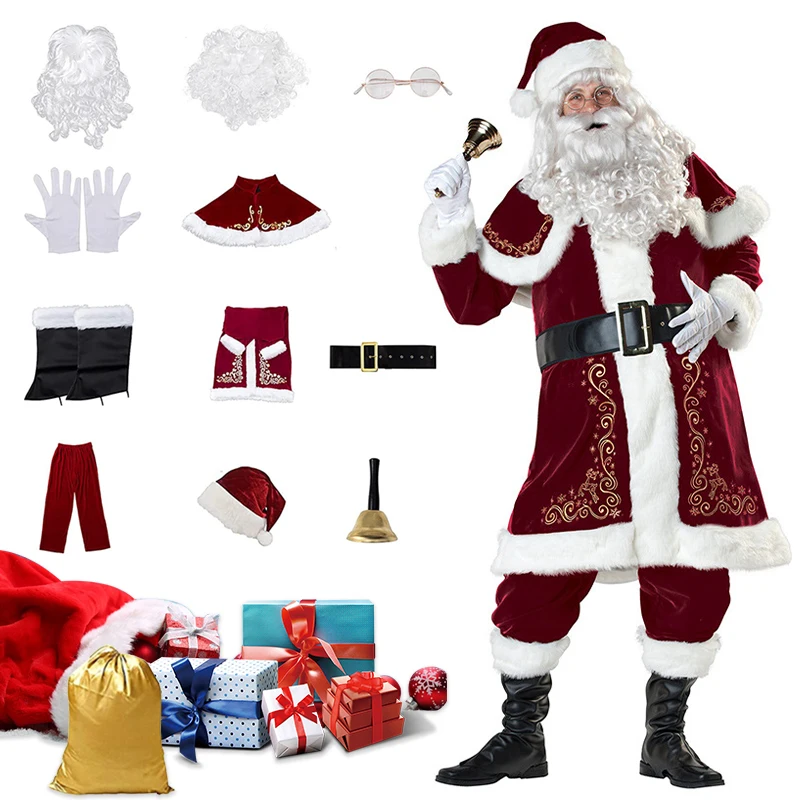 Deluxe Santa Suit Christmas Party Santa Claus Cosplay Costume Adult Women Men Velvet Santa Costume Set Xmas Masquerade Clothing
Deluxe Santa Suit Christmas Party Santa Claus Cosplay Costume Adult Women Men Velvet Santa Costume Set Xmas Masquerade Clothing