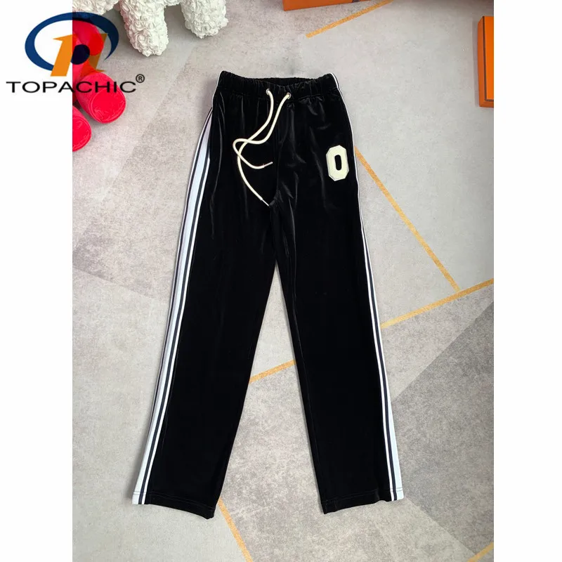 8.5 High Quality 2022 Autumn New Embroidery Letter Patchwork Color Striped Elastic Waist Straight Velvet Pants Women
8.5 High Quality 2022 Autumn New Embroidery Letter Patchwork Color Striped Elastic Waist Straight Velvet Pants Women
