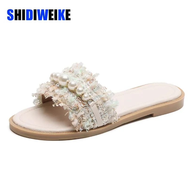 Flat Slippers Female Summer 2022 New Style Slippers Female Retro-style Slippers with String Bead flat heels sandals AD1971
Flat Slippers Female Summer 2022 New Style Slippers Female Retro-style Slippers with String Bead flat heels sandals AD1971