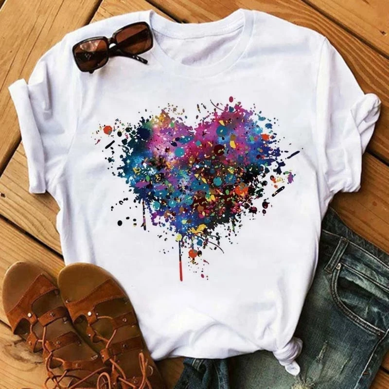 WVIOCE Fashion Splash Ink Love Print Women T-shirt Summer Hot Sale Cute Short Sleeved Top Loose Soft Girl Clothes 28000
WVIOCE Fashion Splash Ink Love Print Women T-shirt Summer Hot Sale Cute Short Sleeved Top Loose Soft Girl Clothes 28000