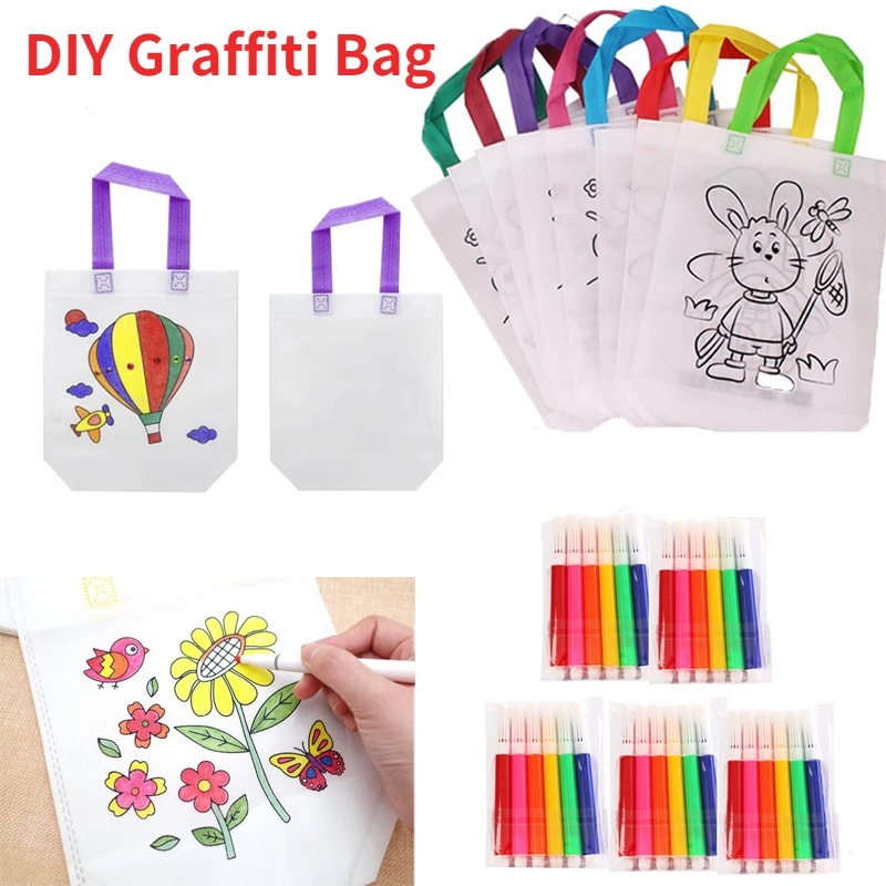 DIY Non-woven Graffiti Bag Set Children's Handmade Painting Cloth Bag Arts and Crafts Coloring Educational Toys Green Bag Gift
DIY Non-woven Graffiti Bag Set Children's Handmade Painting Cloth Bag Arts and Crafts Coloring Educational Toys Green Bag Gift