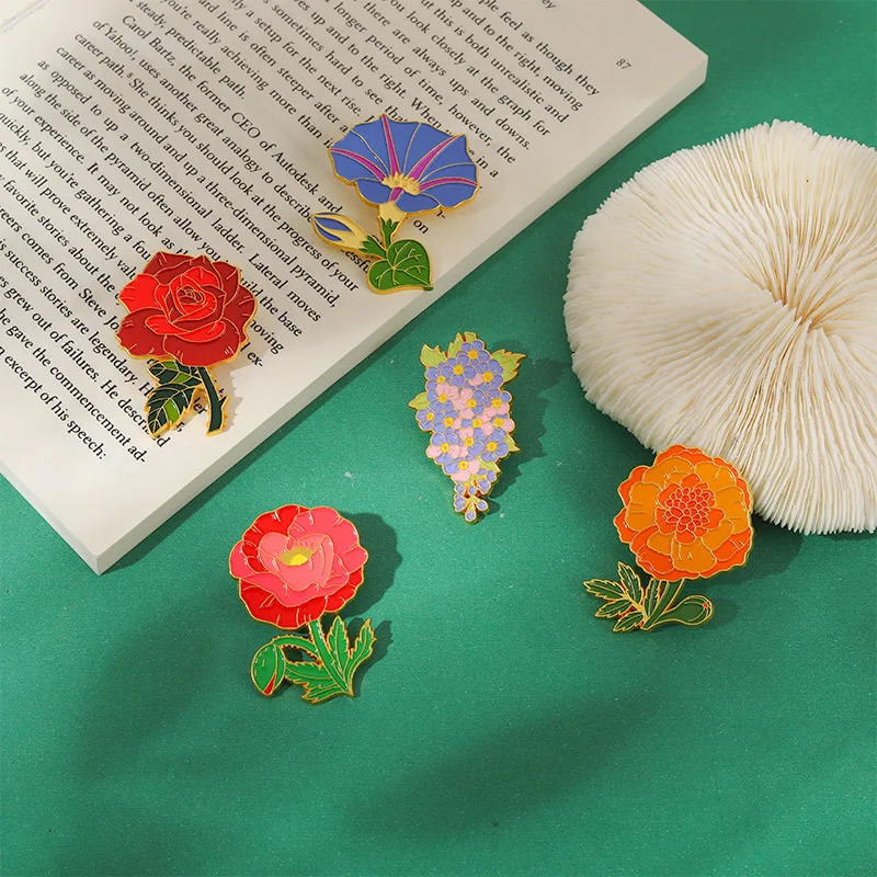 Back Garden Enamel Lapel Pins Custom Rose Violet Brooch Plant Blossom Badges Pastoral Purple Morning Glory Jewelry Gift For Kids
Back Garden Enamel Lapel Pins Custom Rose Violet Brooch Plant Blossom Badges Pastoral Purple Morning Glory Jewelry Gift For Kids