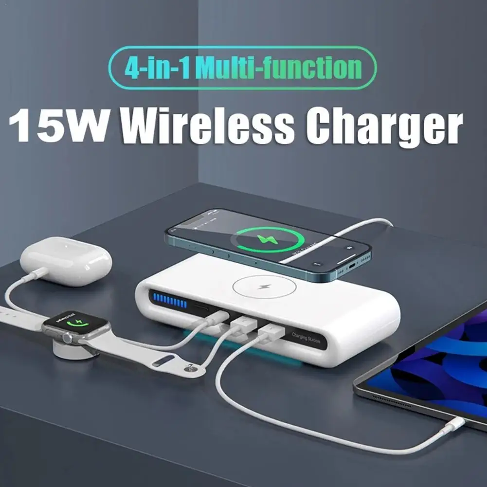 Беспроводное зарядное устройство 15 Вт 4 в 1 с несколькими портами USB Type-C док-станция для быстрой зарядки для IPhone 14 13 Pro Max Samsung для Airpods
Беспроводное зарядное устройство 15 Вт 4 в 1 с несколькими портами USB Type-C док-станция для быстрой зарядки для IPhone 14 13 Pro Max Samsung для Airpods
