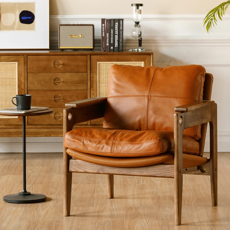 Single-Seat Sofa Chair Nordic Leisure Chair Modern Reading Chair Solid Wood Genuine Leather Retro Designer Chair Silent Style
Single-Seat Sofa Chair Nordic Leisure Chair Modern Reading Chair Solid Wood Genuine Leather Retro Designer Chair Silent Style