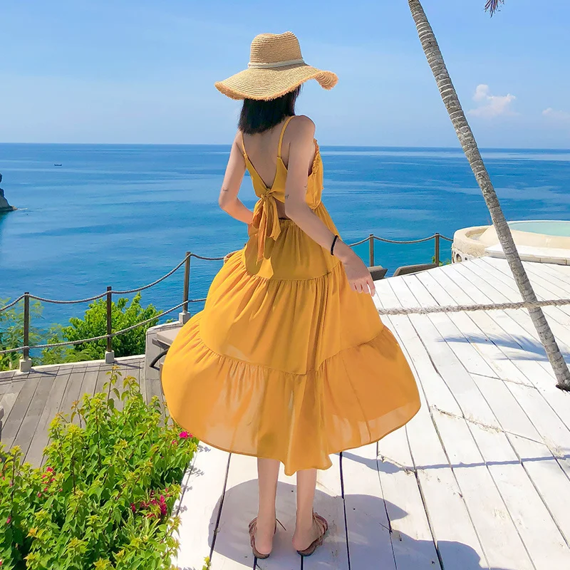 New 2022 Women Spring Summer Sundress Strap Beach Holiday Strapless Backless Sexy Yellow Solid Vintage Dress
New 2022 Women Spring Summer Sundress Strap Beach Holiday Strapless Backless Sexy Yellow Solid Vintage Dress