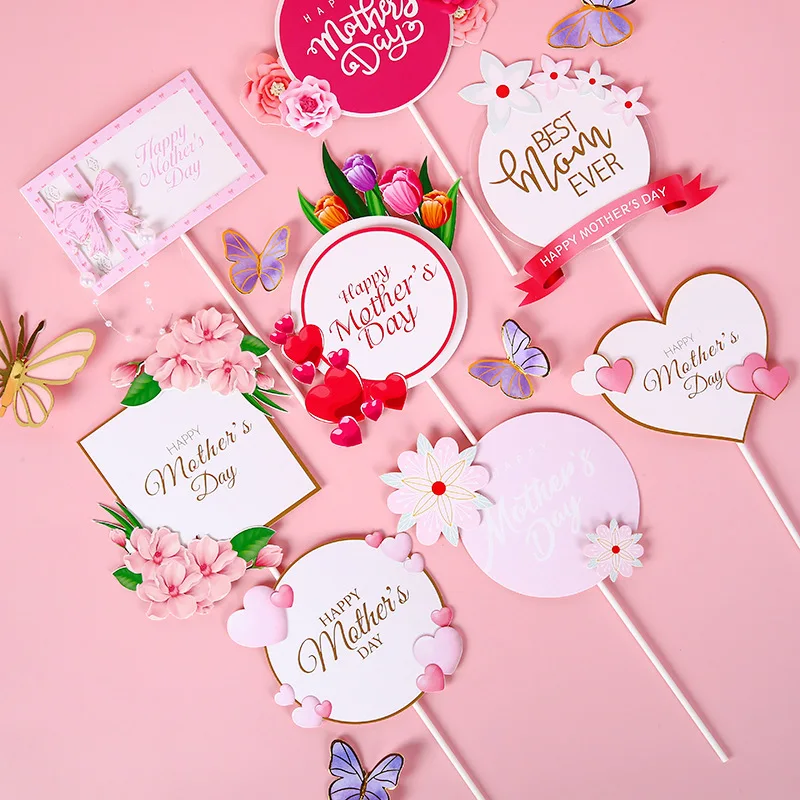 5pcs Happy Mother's Day Cake Topper Best Mom Rose Flower Heart Patter Cake Toppers Mothers Day Birthday Party Dessert Decoration
5pcs Happy Mother's Day Cake Topper Best Mom Rose Flower Heart Patter Cake Toppers Mothers Day Birthday Party Dessert Decoration