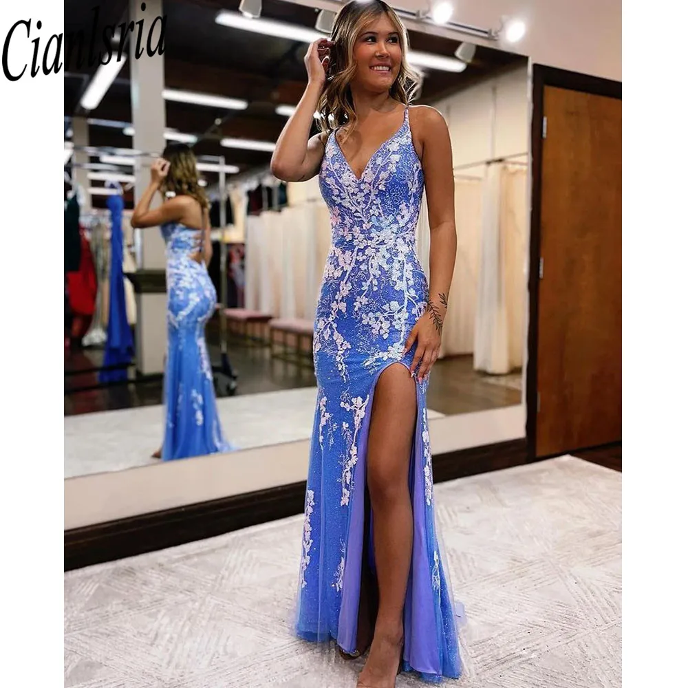 2022 Gliter Lace High Split Slit Evening Gowns Lace Backless Prom Party School Formal Dress
2022 Gliter Lace High Split Slit Evening Gowns Lace Backless Prom Party School Formal Dress