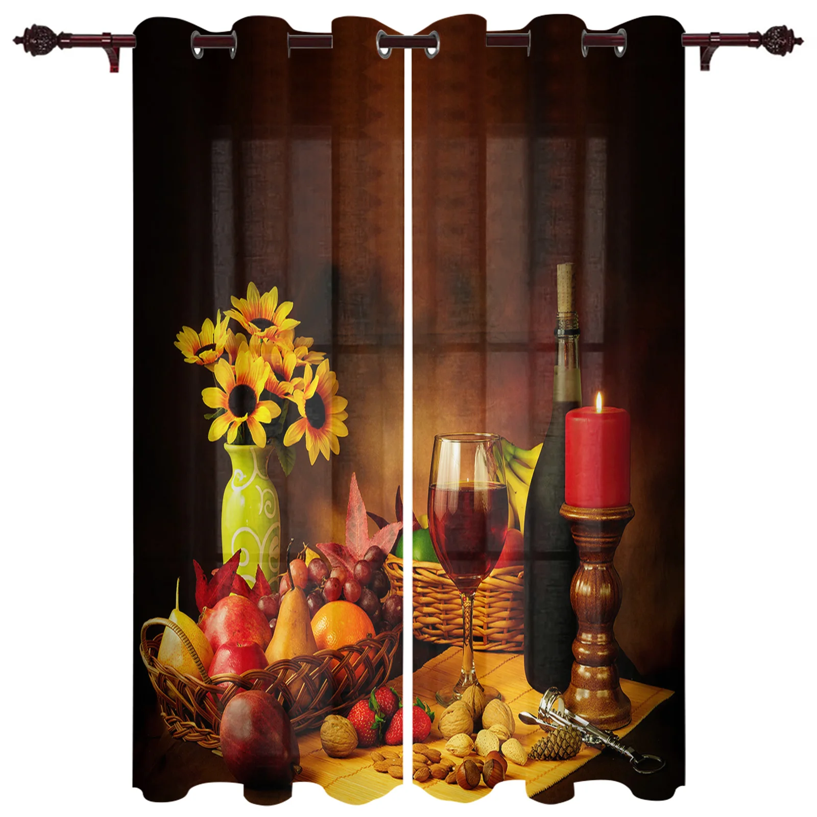 Fruit Food Wine Sunflower Printed Curtains for Kitchen Living Room Decor Curtains for Bedroom Balcony Basic Household Drapes
Fruit Food Wine Sunflower Printed Curtains for Kitchen Living Room Decor Curtains for Bedroom Balcony Basic Household Drapes