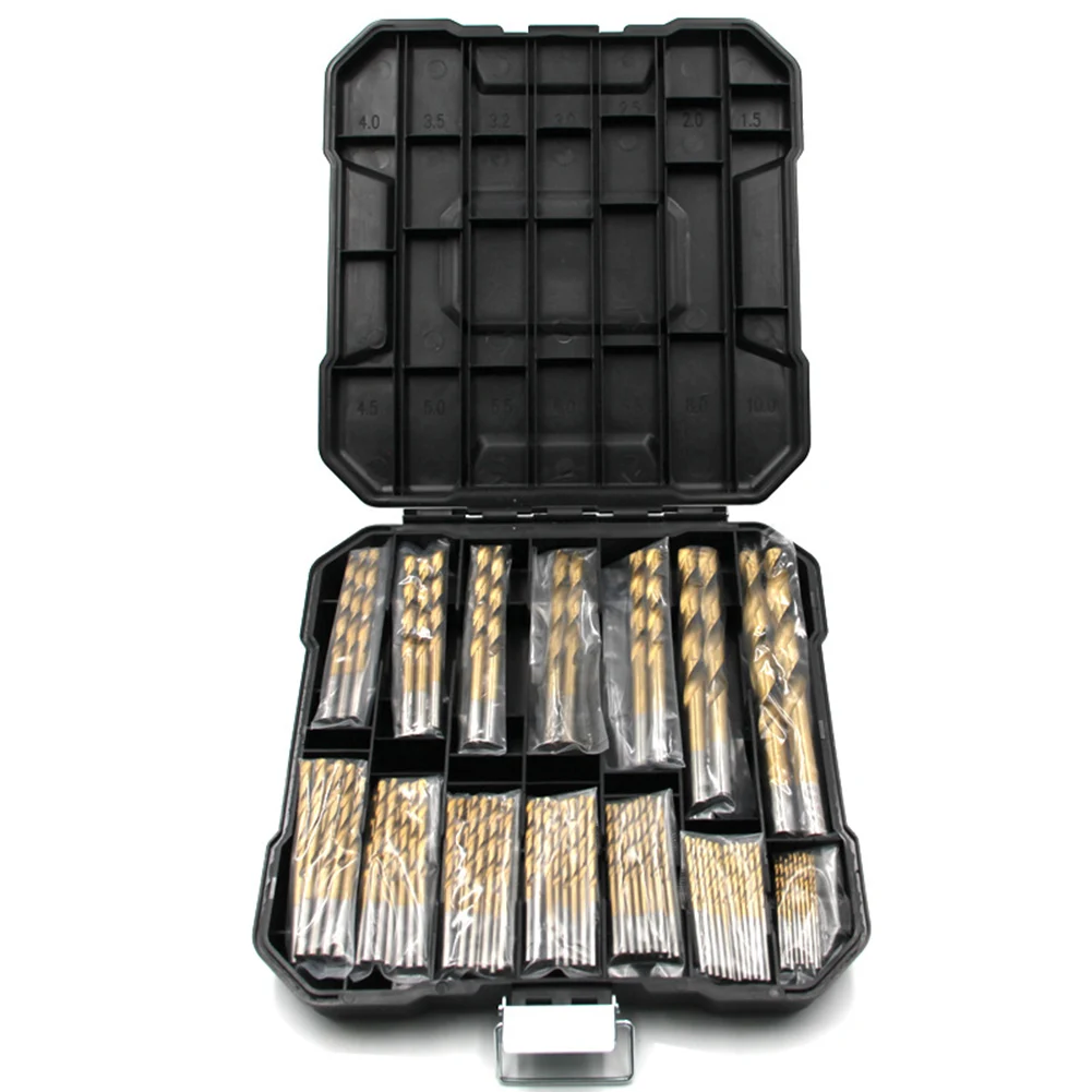 99pcs Universal Hss Drill Bit Set Coated Twisted High Speed Steel Power Head Kit Builder Hole Drilling Opener Tip Tool Replaceme
99pcs Universal Hss Drill Bit Set Coated Twisted High Speed Steel Power Head Kit Builder Hole Drilling Opener Tip Tool Replaceme