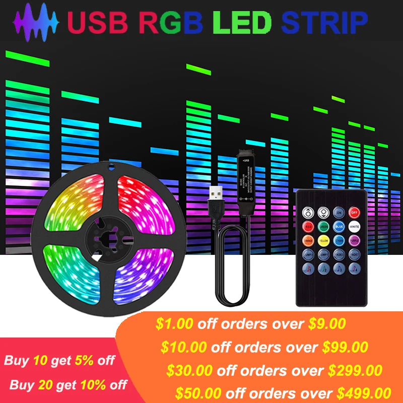 5050 RGB Led strip Lights Music Sync For Tv USB Led Lights 5V Rgb Led Tape 4M Neon Lamps Gaming Party Room Lights Decoration 5M
5050 RGB Led strip Lights Music Sync For Tv USB Led Lights 5V Rgb Led Tape 4M Neon Lamps Gaming Party Room Lights Decoration 5M
