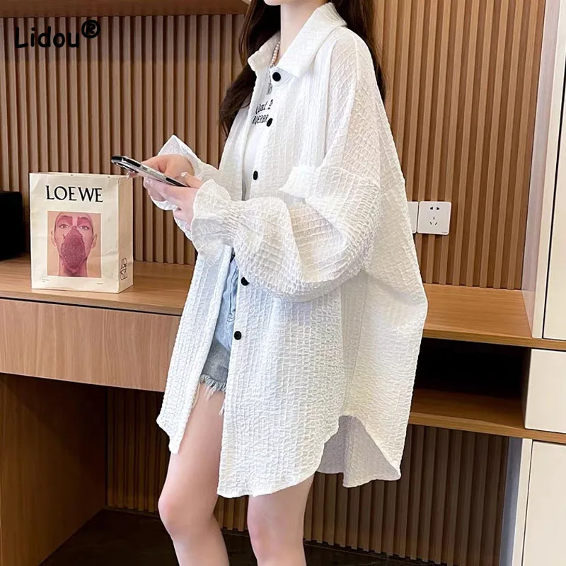 Fashion Simplicity Solid Color Single-breasted Shirt Female Loose All-match Polo-Neck Blouse Cardigan Casual Women's Clothing
Fashion Simplicity Solid Color Single-breasted Shirt Female Loose All-match Polo-Neck Blouse Cardigan Casual Women's Clothing