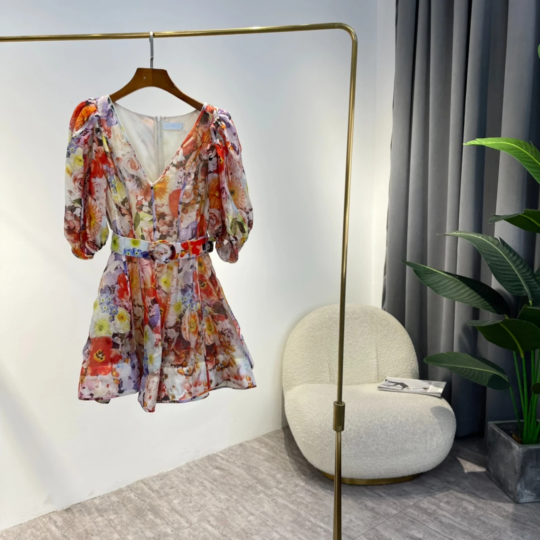 Vintage Multicolor Floral Print Mini Dress 2022 New High Quality Silk Linen V-neck A-line Half Lantern Sleeve Women Clothing
Vintage Multicolor Floral Print Mini Dress 2022 New High Quality Silk Linen V-neck A-line Half Lantern Sleeve Women Clothing