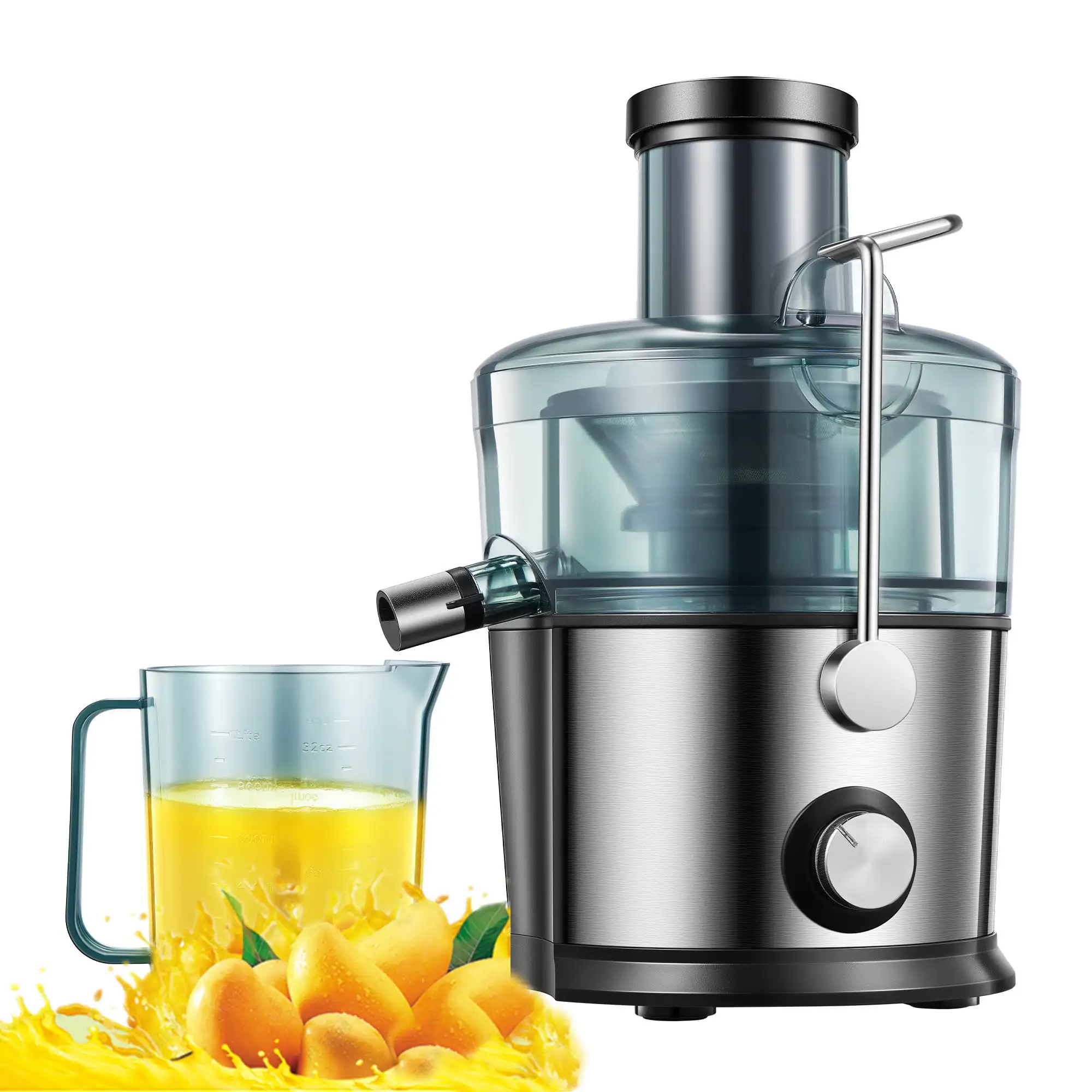 Juice Extractor, 800W Juicer With 3" wide Mouth, Easy to clean, Anti-Slip, Drip-proof, BPA Free, Silver
Juice Extractor, 800W Juicer With 3" wide Mouth, Easy to clean, Anti-Slip, Drip-proof, BPA Free, Silver