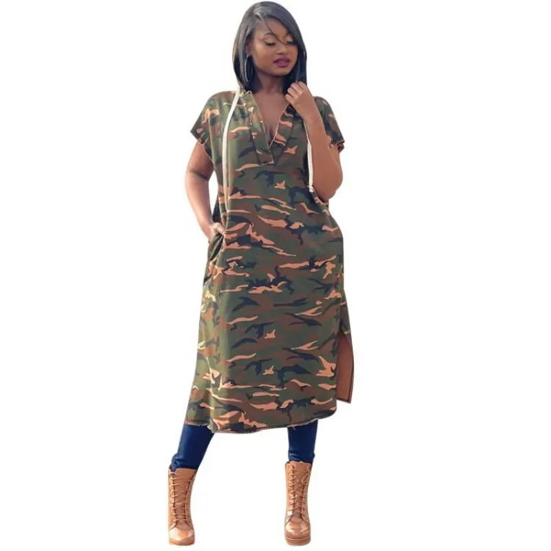 T Shirt Dress For Women Hooded Short Sleeve Split Ropa Mujer Summer New Camouflage Print Military Loose Straight Dress Vestidos
T Shirt Dress For Women Hooded Short Sleeve Split Ropa Mujer Summer New Camouflage Print Military Loose Straight Dress Vestidos