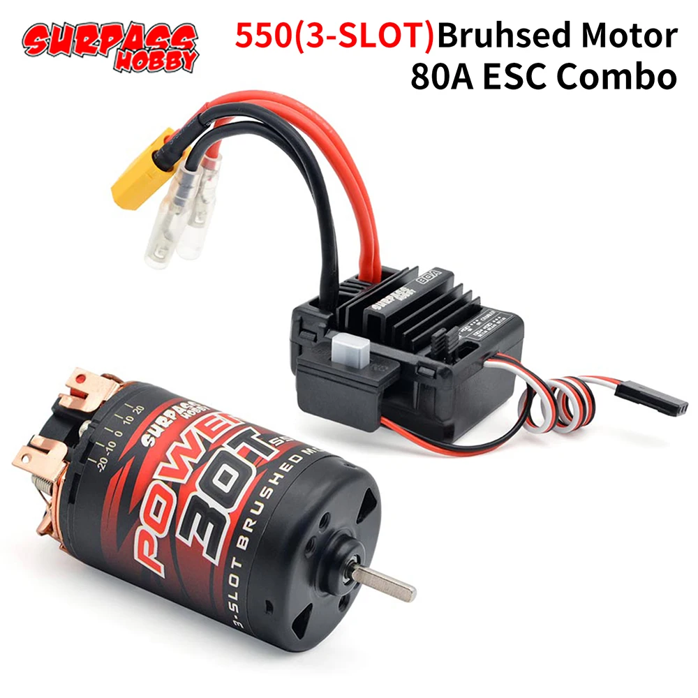RC Car Motor Surpass Hobby 550 3-Solt 30T Brushed Motor w/80A ESC for 1/10 1/12 RC Car
RC Car Motor Surpass Hobby 550 3-Solt 30T Brushed Motor w/80A ESC for 1/10 1/12 RC Car