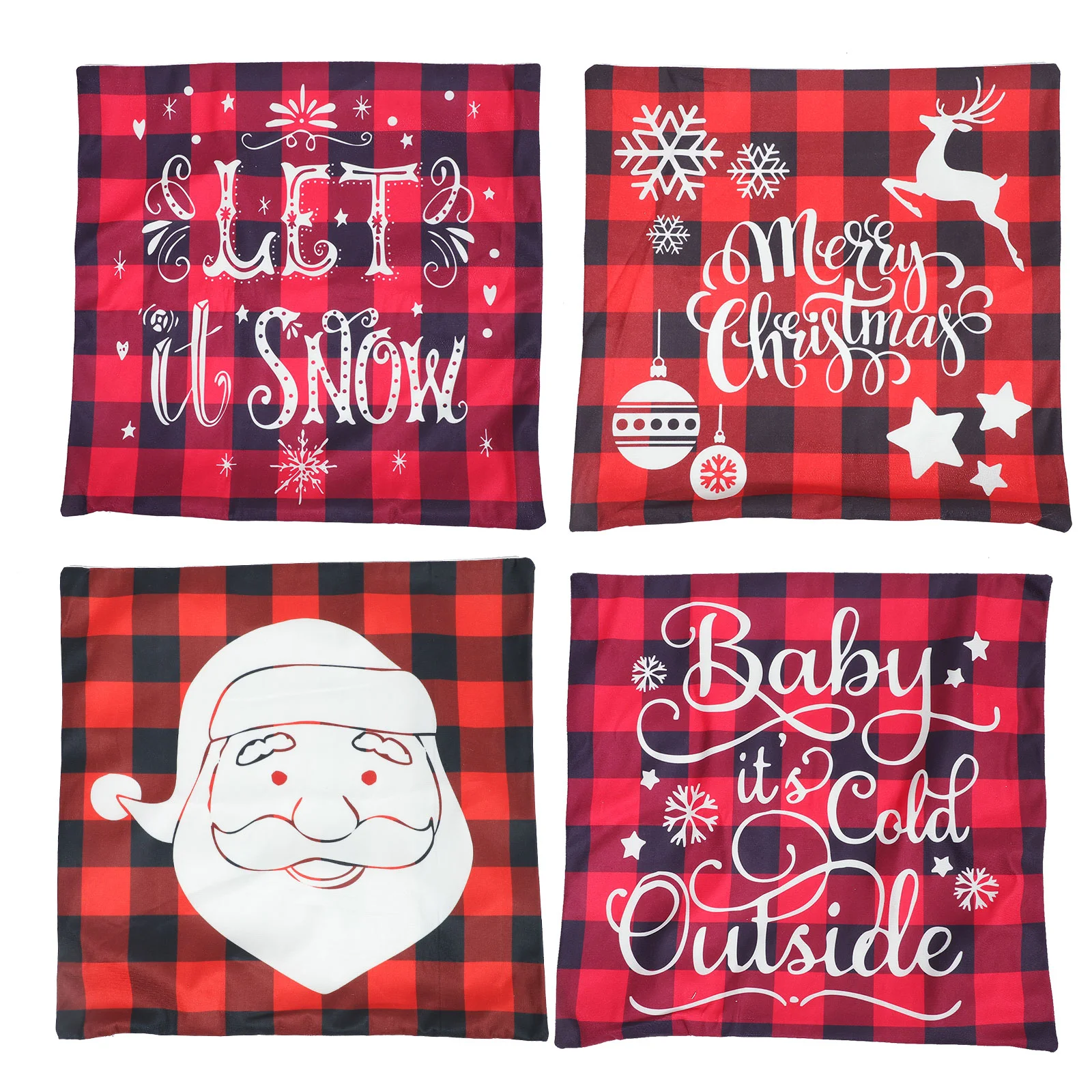 4pcs Christmas Throw Pillow Covers Plaid Decorative Cushion Cover Text Pillow Case
4pcs Christmas Throw Pillow Covers Plaid Decorative Cushion Cover Text Pillow Case