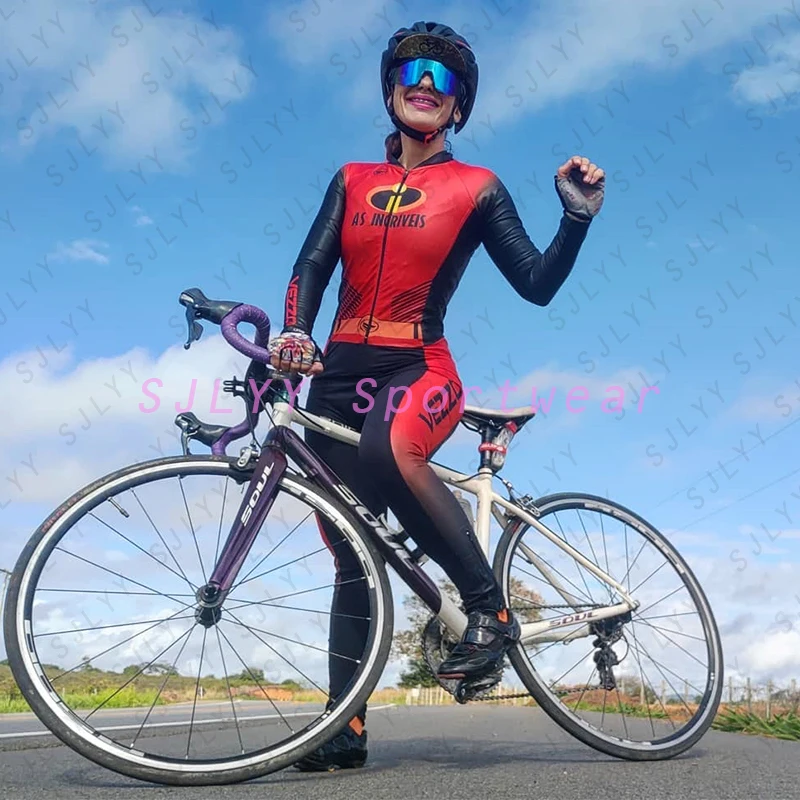 Feamle Autumn Cycling Jumpsuit Triathlon Coverall Long Sleeve Bicycle Jersey Team Uniform Bike Riding Skinsuit MTB Suit Clothing
Feamle Autumn Cycling Jumpsuit Triathlon Coverall Long Sleeve Bicycle Jersey Team Uniform Bike Riding Skinsuit MTB Suit Clothing