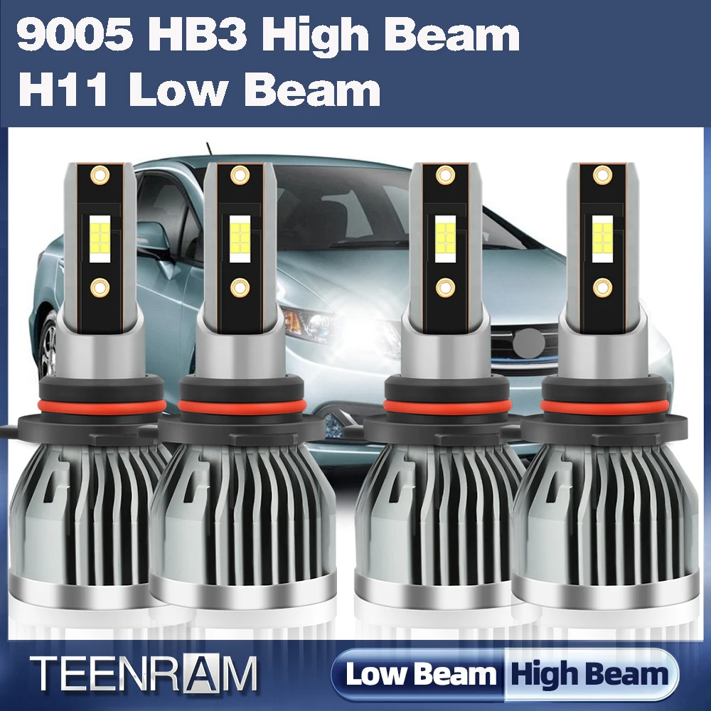 

Led Car Headlight Bulbs Kit H11 9005 HB3 240W 40000LM 6000K White High Low Beam Auto Headlamp Turbo CSP Chip Car Light Bulbs